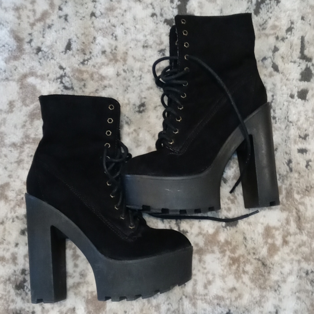 Bamboo brand black platform boots
